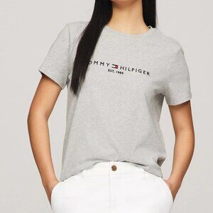 NWT Tommy Hilfiger Embroidered Logo Essential Tee Heather Gray XS
